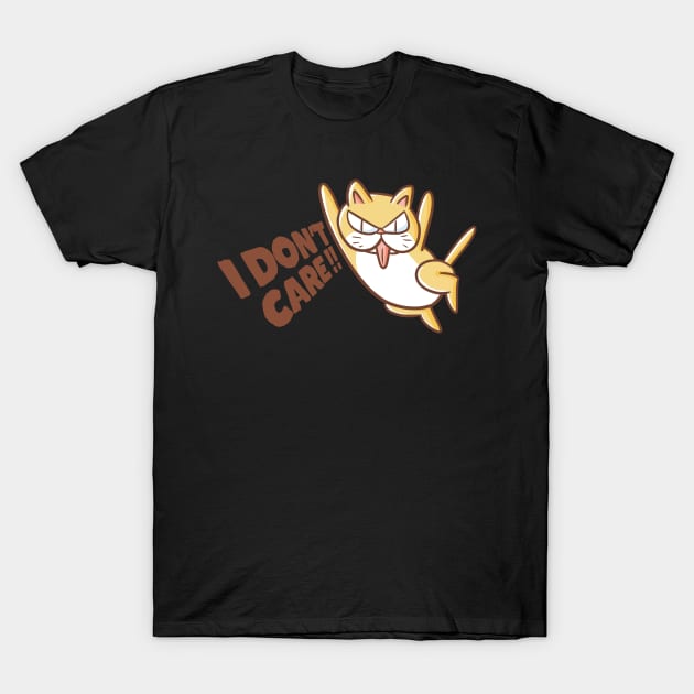 I Don't Care Cat T-Shirt by Jocularity Art